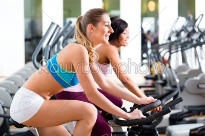 People Spinning in the gym on bicycles