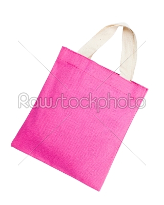 pink cotton bag on white isolated background. 