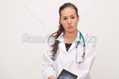 Portrait of a beautiful caucasian doctor with xray