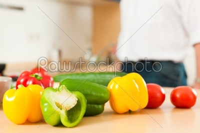 Preparing the vegetables in kitchen 