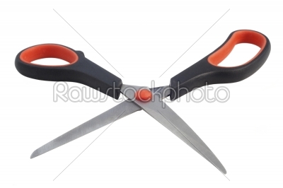 red handled scissors isolated on white 