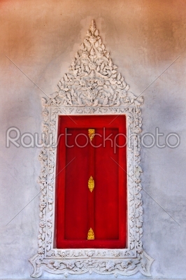 Red window of the Church in Thai Temple.