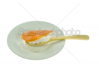 salmon sushi with spoon