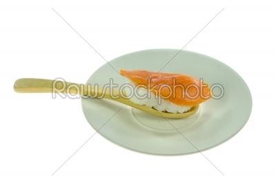 salmon sushi with spoon