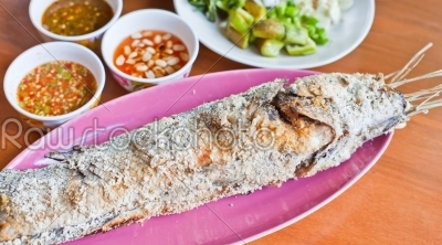 salted grill snakehead fish