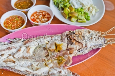 salted grill snakehead fish
