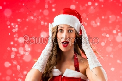 Santa Claus woman being surprised