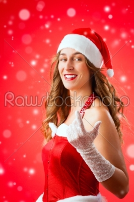 Santa Claus woman wanting you to come over