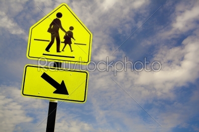 school warning road banner isolated on whith with clipping paths