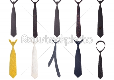 Set of ten necktie on white background