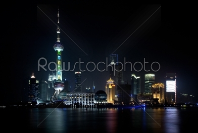 shanghai skyline by night