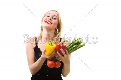 smiling girl with vegetables