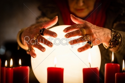 Soothsayer during a Seance or session with Crystal ball