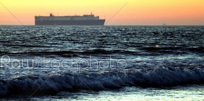 Sunset Cargo Ship
