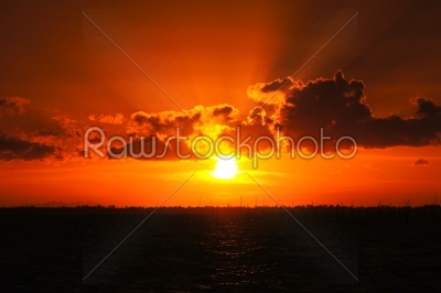 Sunset sky, At Songkhla Lake, Thailand.