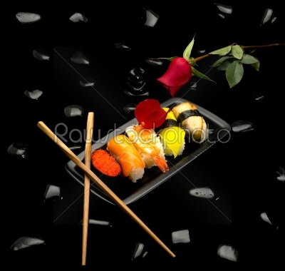 sushi and rose