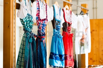 Traditional clothes - Tracht or dirndl in a shop
