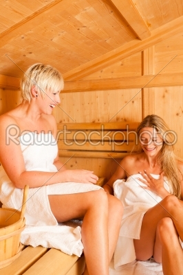 Two women in sauna