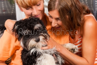 Two women with dog