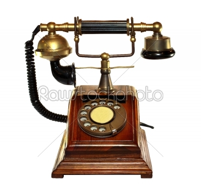 vintage gold wood telephone