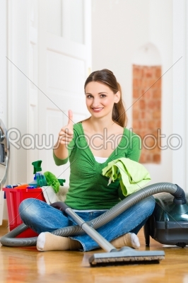 Woman at the spring cleaning