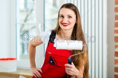 Woman renovating her apartment