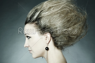 Woman with an original hairdress