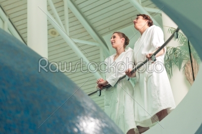 Young couple in bathrobe in Spa
