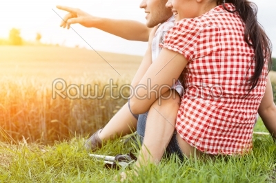 Young sportive couple hiking outside