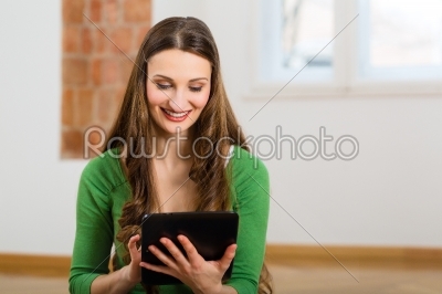 Young woman doing online dating