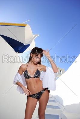 Young woman in Santorini