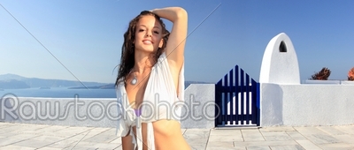 Young woman in Santorini