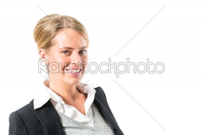 Young woman with white background