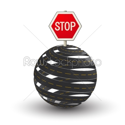 3D roads and stop sign