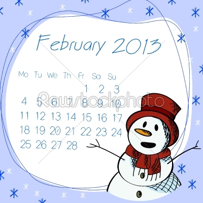 February 2013 snow man calendar