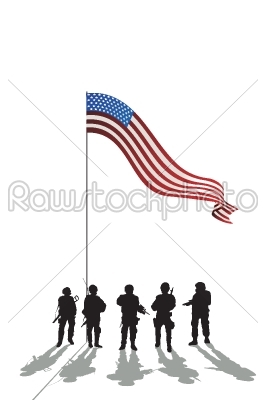 Five soldiers silhouette
