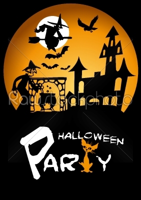 Halloween Party Graphic with Scared
