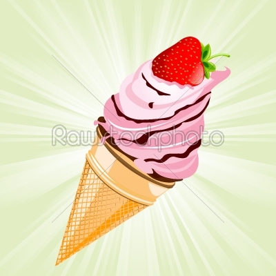 ice cream with strawberry