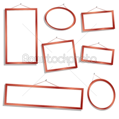 Red wooden frames