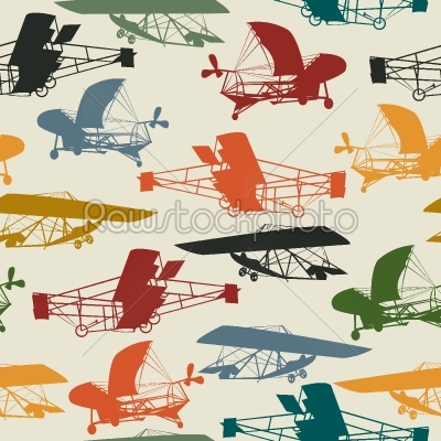 Seamless pattern with historical planes