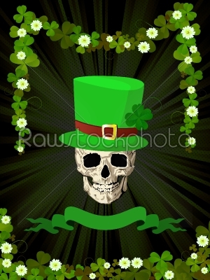St.Patrick skull and clovers