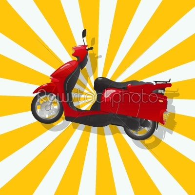 The fantastic shiny red scooter