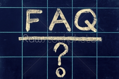 abbreviation FAQ handwritten on black chalkboard