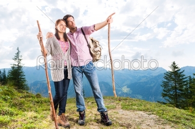 Alps - Couple hiking in the Bavarian mountains