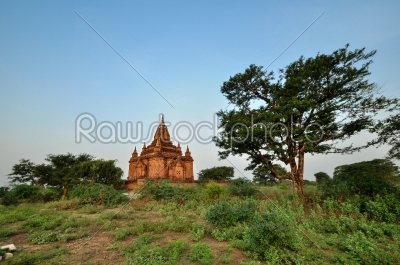 ancient temple in Bagan after sunset , Myanmar