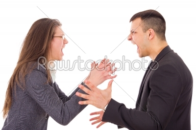 angry couple fighting and shouting at each other