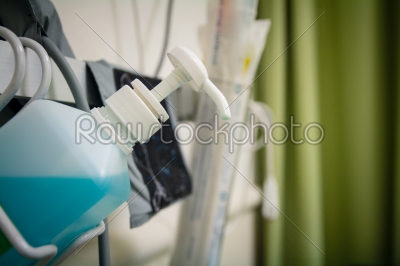 Antiseptic liquid inside patient hospital room