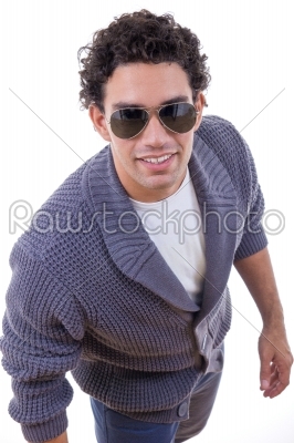attractive man in sweater with sunglasses
