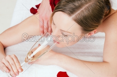 Back massage with sparkling wine