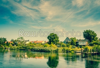 Beautiful houses by the river